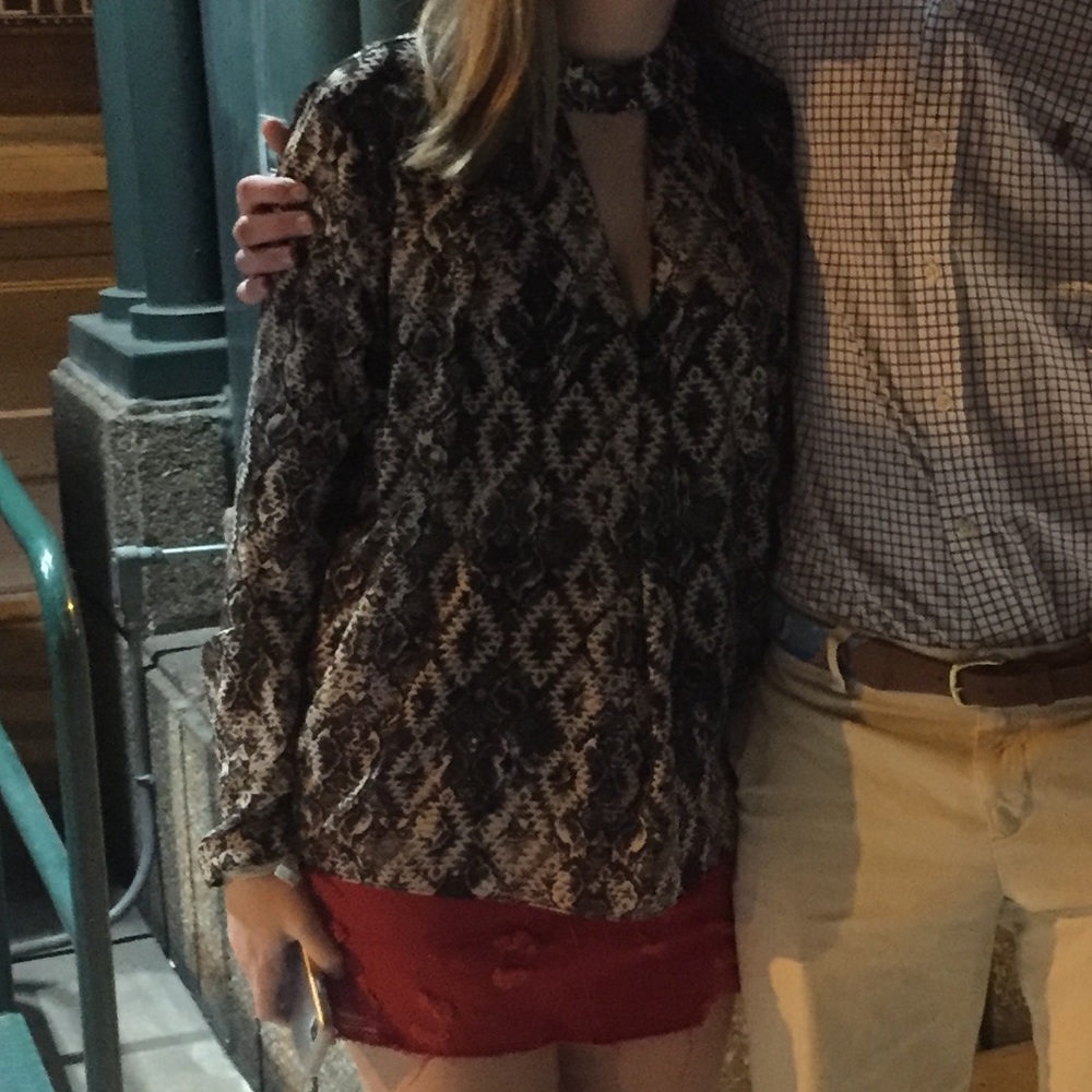 snakeskin/patterned blouse!